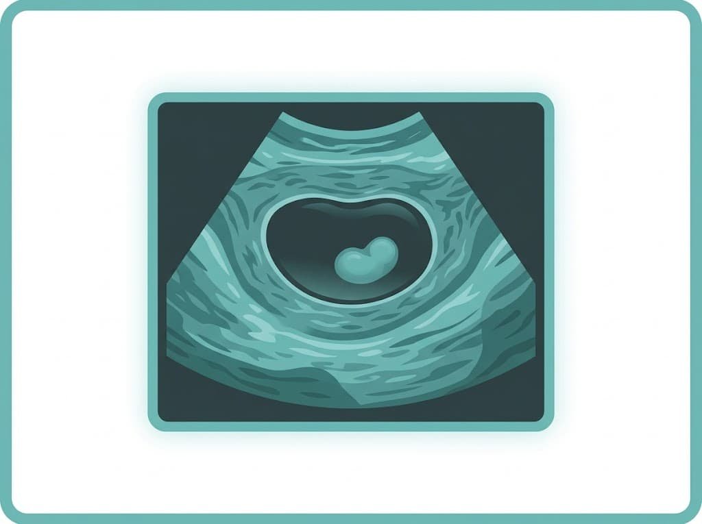 Ultrasound scan showing a dog pregnancy at day 25 with visible gestational sac